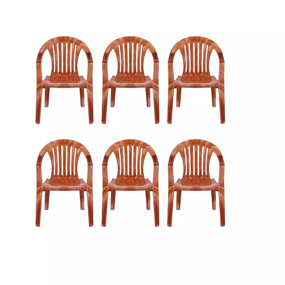 Maharaja Premium Plastic Chairs Up to 200 Kg Weight Capacity with Arm Rest PRW, 9002 King (Pack of 6 Pcs)