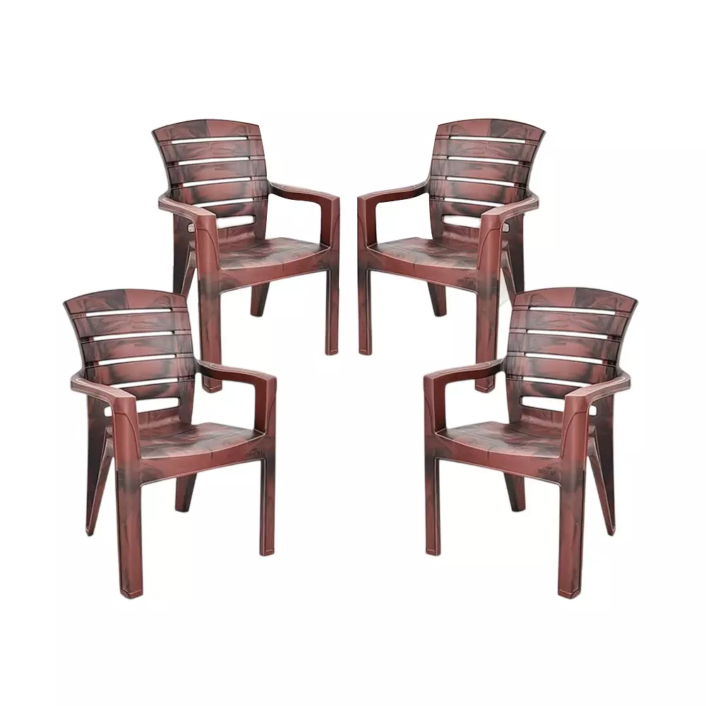 Maharaja Heavy Duty Plastic Chairs Matt Pattern Up to 200 Kg Weight Capacity N-Copper, Singham-101 (Pack of 4 Pcs)