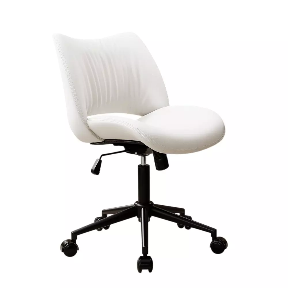 CHAIRTECH Armless Office Visitor Chair Faux Leather White for Office & Professional Use