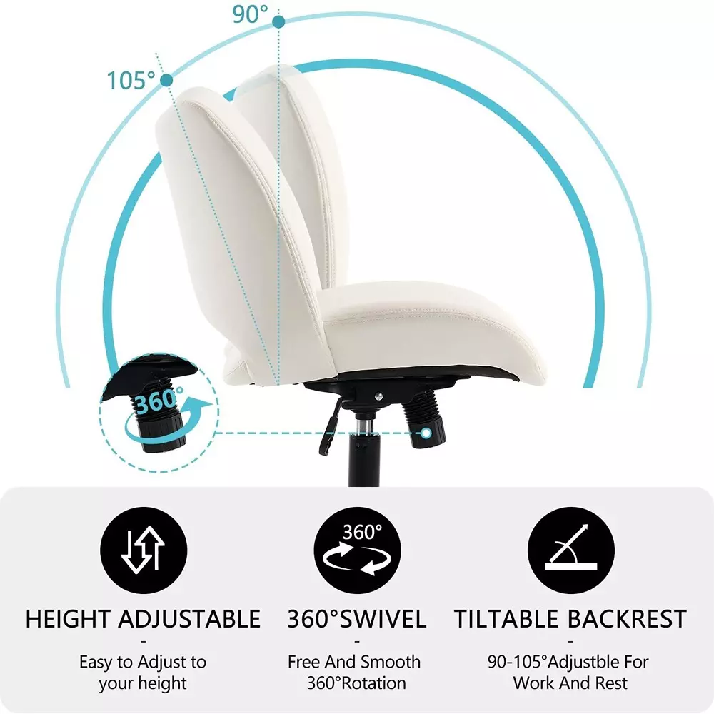 CHAIRTECH Armless Office Visitor Chair Faux Leather White for Office & Professional Use