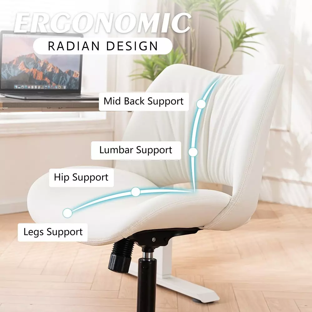 CHAIRTECH Armless Office Visitor Chair Faux Leather White for Office & Professional Use
