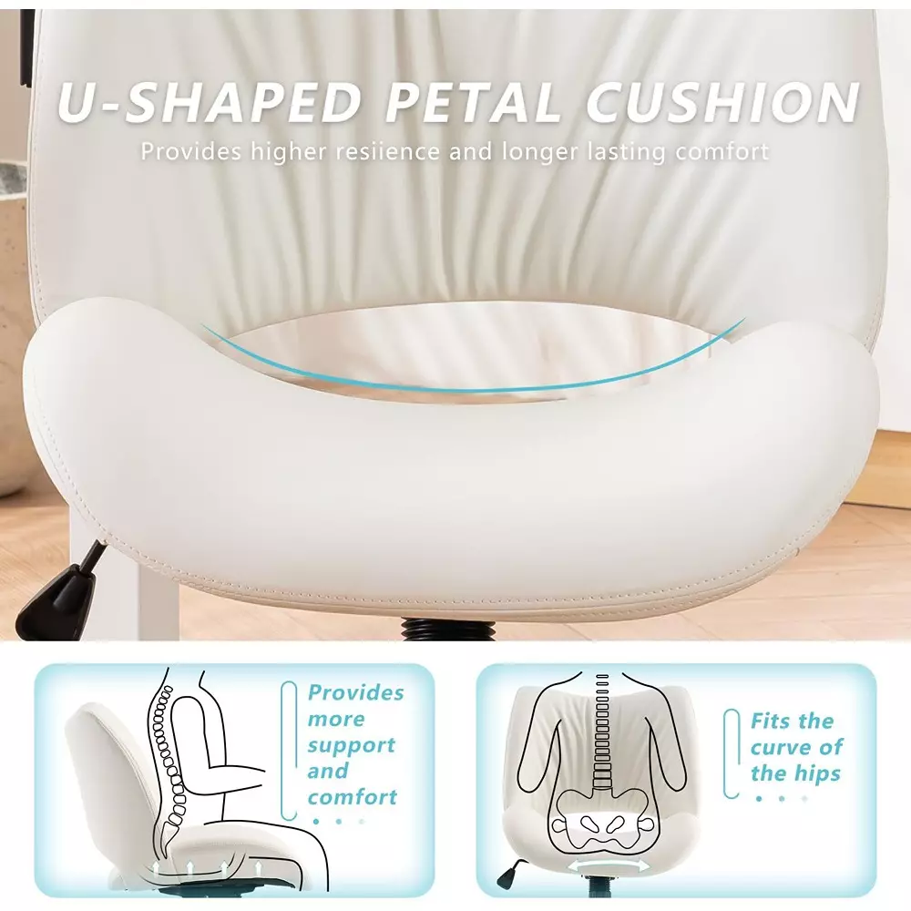 CHAIRTECH Armless Office Visitor Chair Faux Leather White for Office & Professional Use