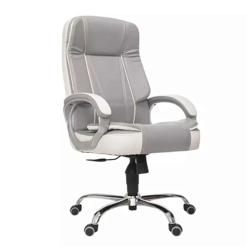 CHAIRTECH High Back Office Executive Chair Leatherette Grey & White for Office & Professional Use