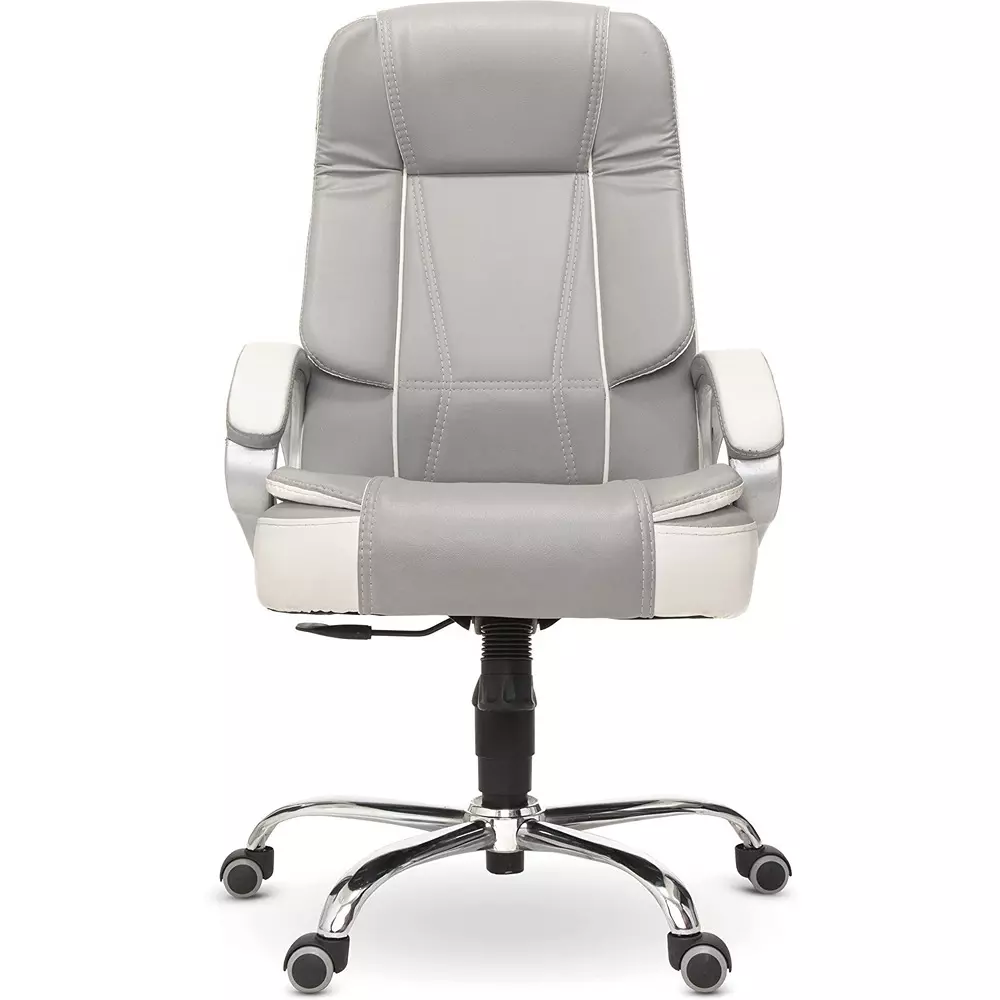 CHAIRTECH High Back Office Executive Chair Leatherette Grey & White for Office & Professional Use