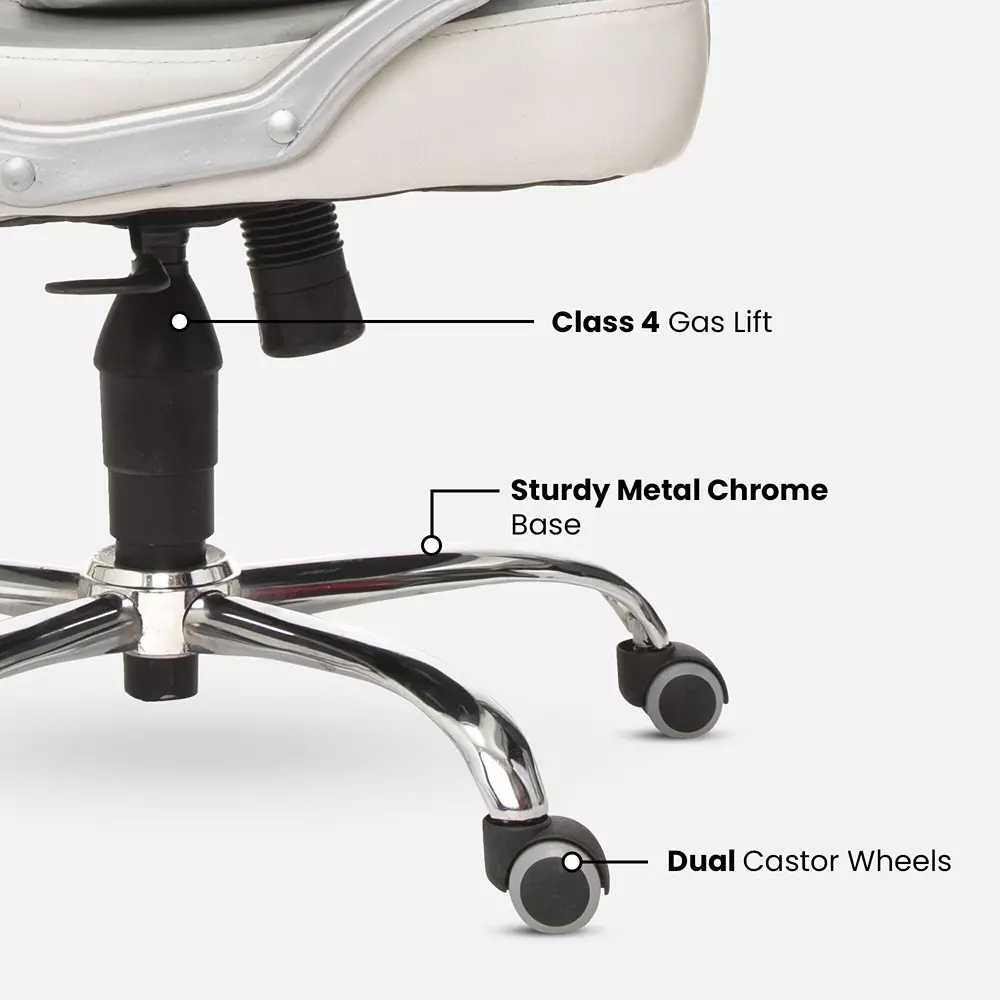 CHAIRTECH High Back Office Executive Chair Leatherette Grey & White for Office & Professional Use