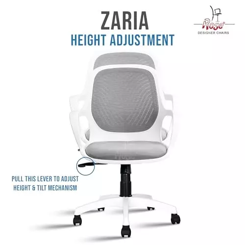 Rose Zaria Ergonomic Office Chair Mid Back White & Grey India