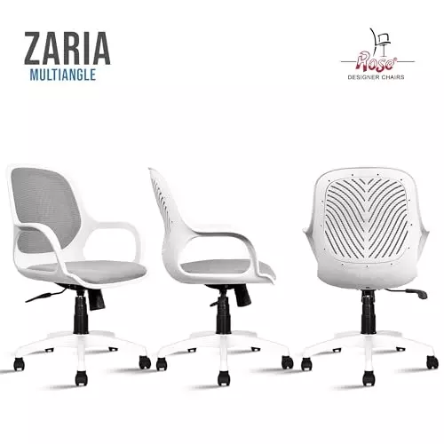 Rose Zaria Ergonomic Office Chair Mid Back White & Grey India