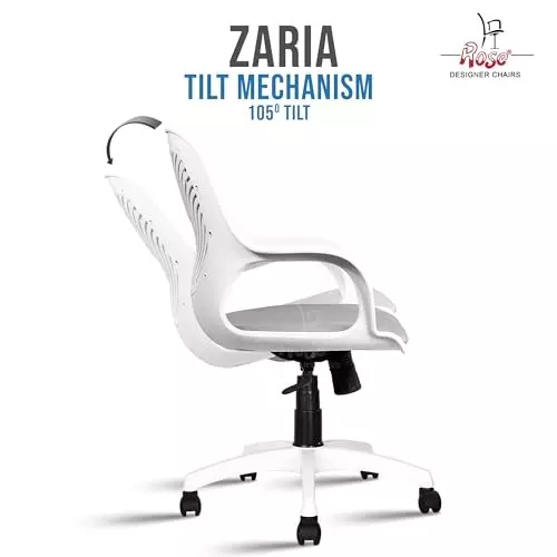 Rose Zaria Ergonomic Office Chair Mid Back White & Grey India