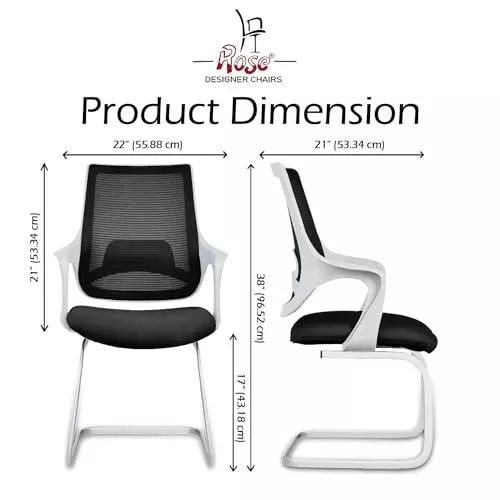 Rose Mono Visitor Chair with Metal Stand Mid Back White & Black India