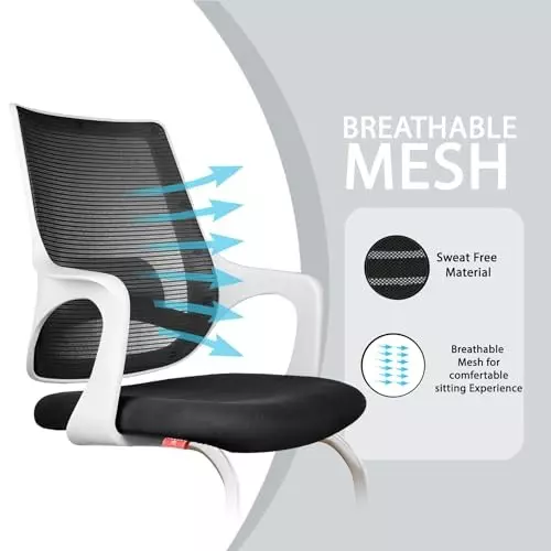 Rose Mono Visitor Chair with Metal Stand Mid Back White & Black India