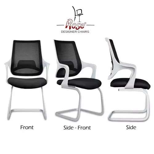 Rose Mono Visitor Chair with Metal Stand Mid Back White & Black India