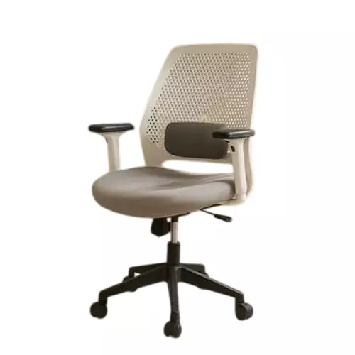 NEWTURN Cosmos Revolving ‎Ultra Mid back Arm Rest Office Chair Fabric Mesh & Plastic White-Grey Chrome Finish for Office, Home & School Use