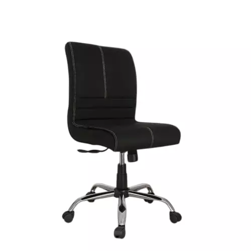 NEWTURN Maxson Revolving TILT Pushback Mid Back Armless Office Chair Premium Leather Black Rexine for Office, Home & School Use