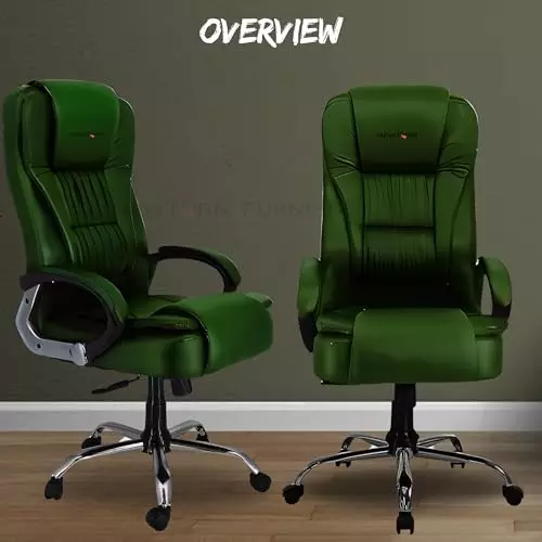 NEWTURN Dragon Revolving Chair High Back Standard Size Metal Material 5 Wheel Revolving Premiun Green