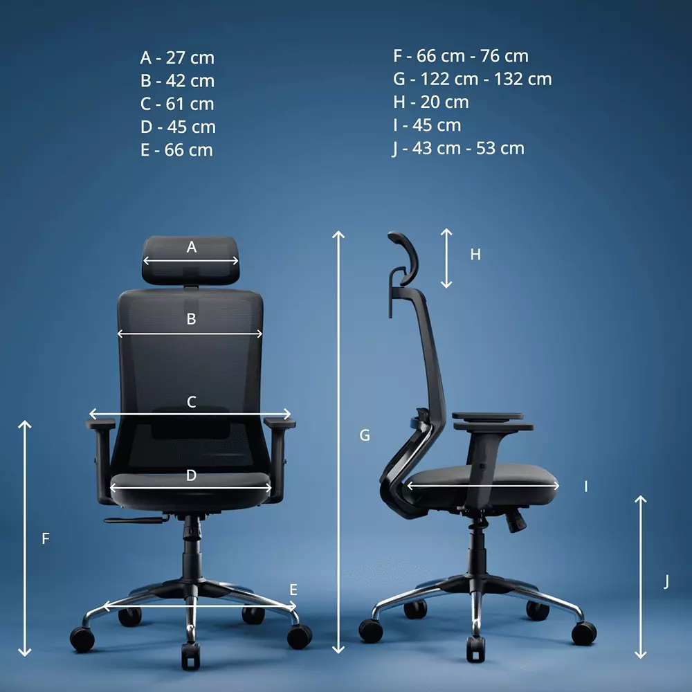 Vergo Office Chair Inspire HB High Back Black for WFH/Study/Computer Desk with Adjustable Armrests