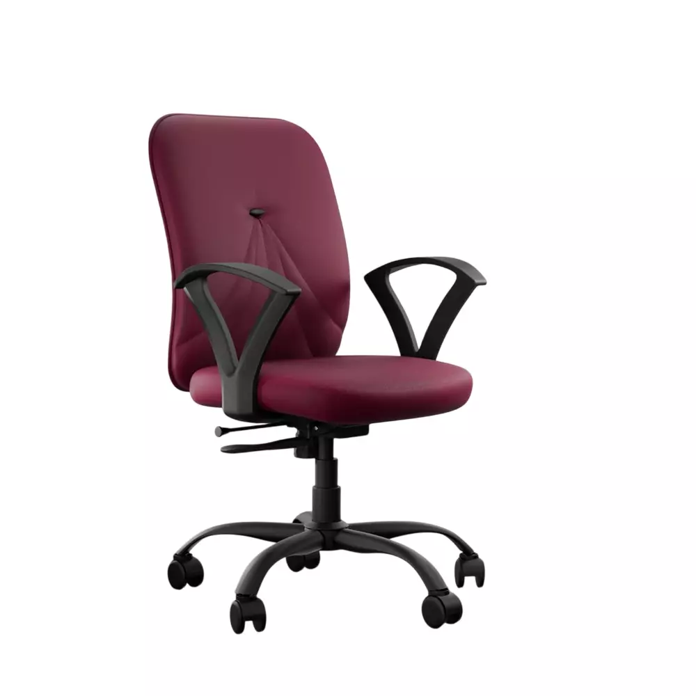 Vergo Office Chair Nova MB Mid Back Maroon for WFH/Study/Computer Desk with Fixed Armrest