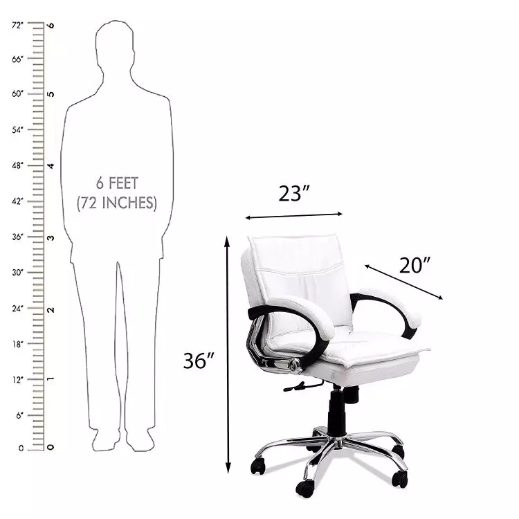 Ib basics White Leatherette Sofen Comfortable Boss Chair