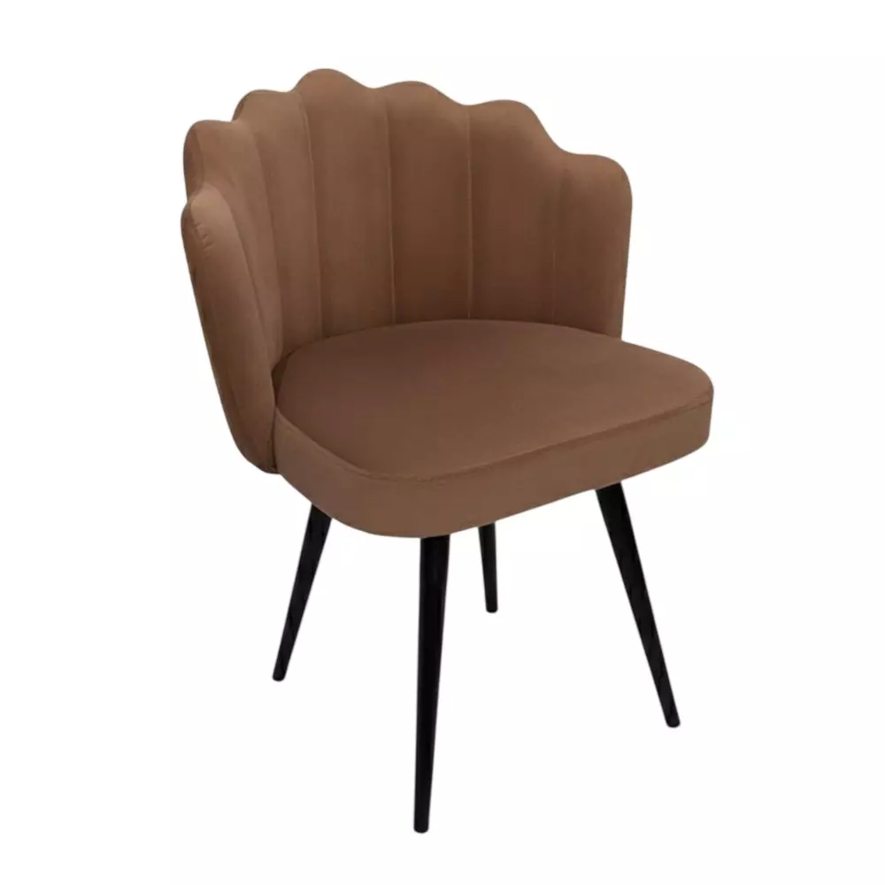 Activa Crown Luxury Desk Chair Without Arm Rest Medium Back Velvet Caramel for Home, Office Or Living Room