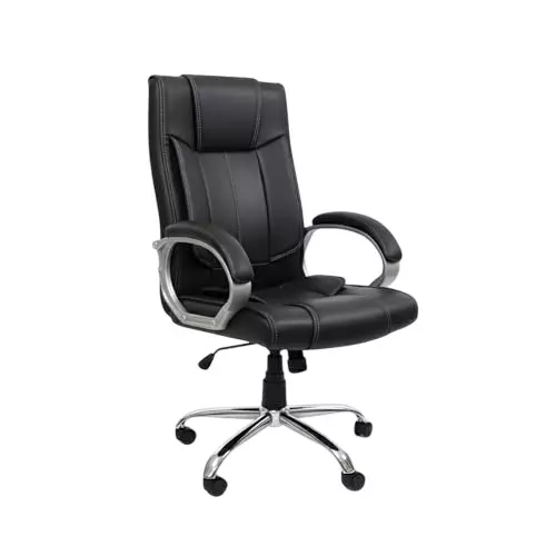 Activa Kylie Ergonomic Boss Chair with Padded Seat & Arm Rest High Back Premium Leatherette & PU Foam Black for Home, Gaming & Office Use