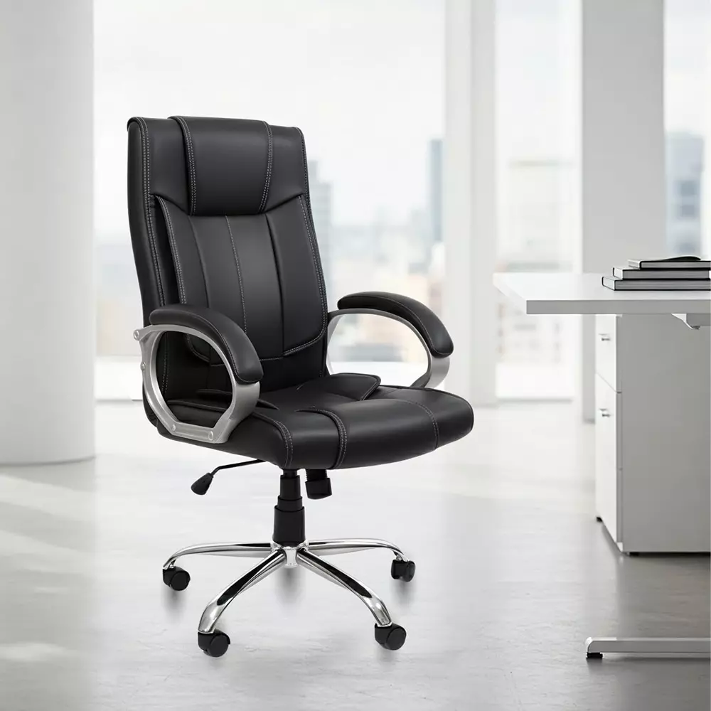 activa-kylie-ergonomic-boss-chair-with-padded-seat-arm-rest-high-back-premium-leatherette-pu-foam-black-for-home-gaming-office-use