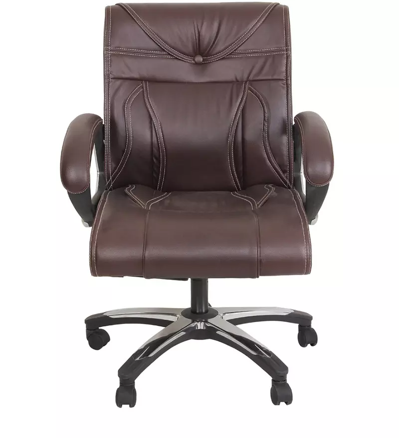 Caddy Low Back Revolving office and Home Chair Brown PU Leatherette CD110