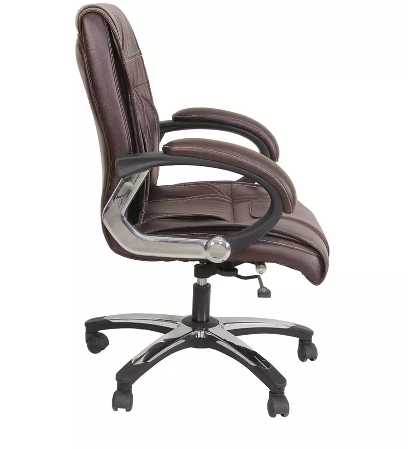 Caddy Low Back Revolving office and Home Chair Brown PU Leatherette CD110
