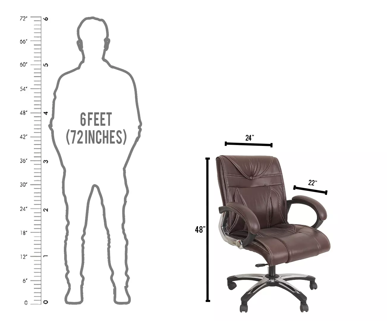 Caddy Low Back Revolving office and Home Chair Brown PU Leatherette CD110