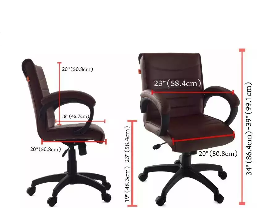 Ib basics Medium Back Leatherette Ergonomic Office Executive Chair Brown, Ergo017