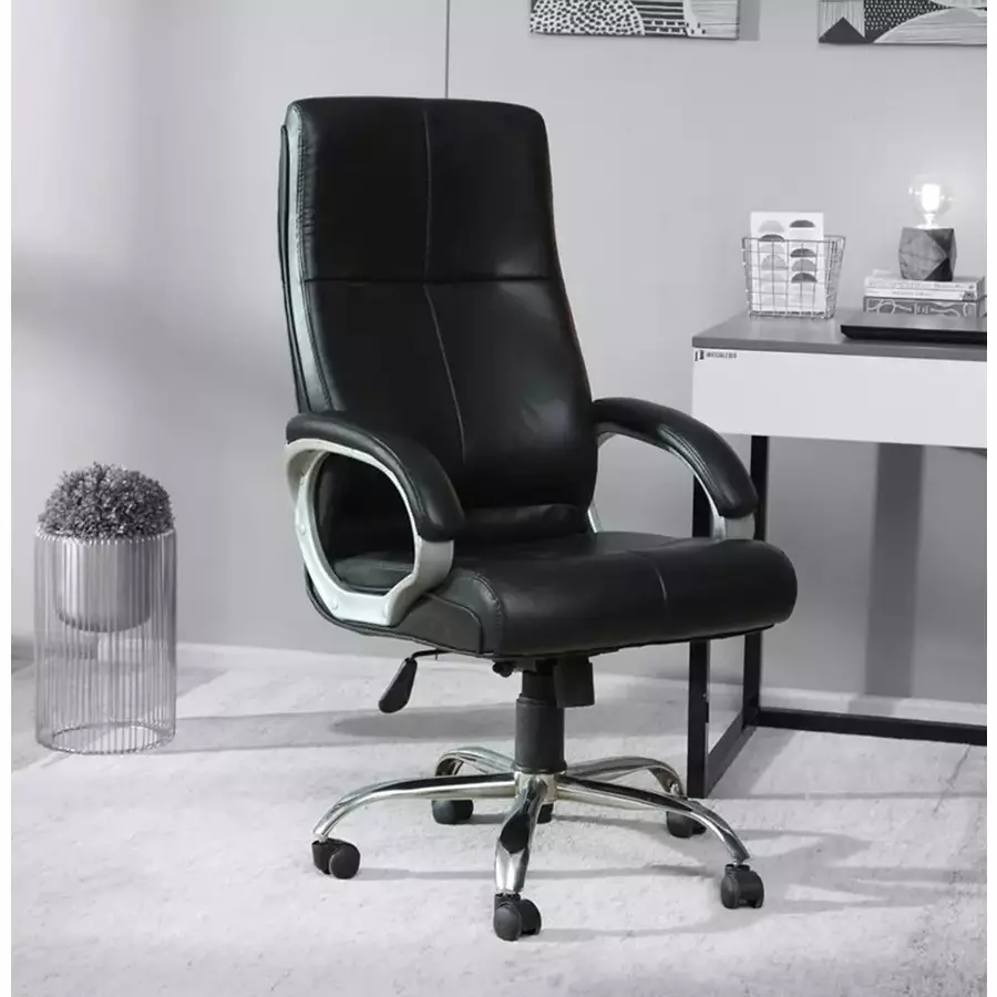 Ib basics High Back Leatherette Office Revolving Chair/Manager Chair Black, ER26