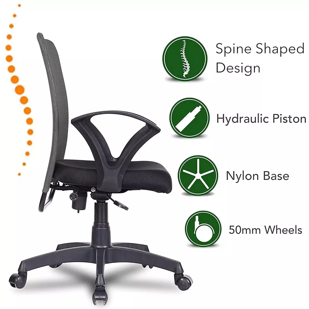 VISION SEATING Mesh Back Office Chairs Fabric Mesh Black,Grey, Utype Grey