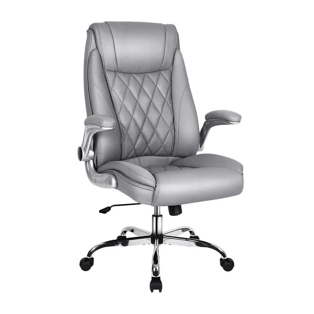 CHAIRTECH High Back Office Conference Chair Leatherette Grey Ergonomic for Office & Professional Use