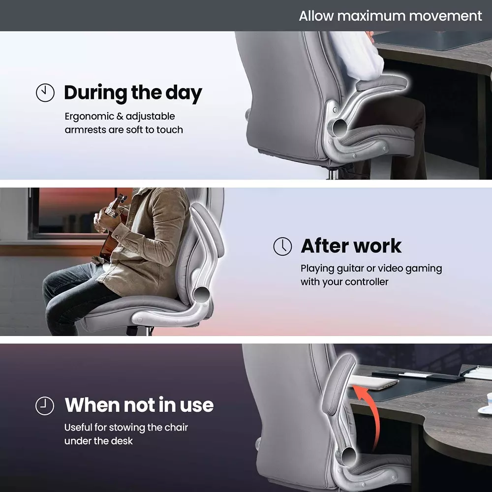 CHAIRTECH High Back Office Conference Chair Leatherette Grey Ergonomic for Office & Professional Use