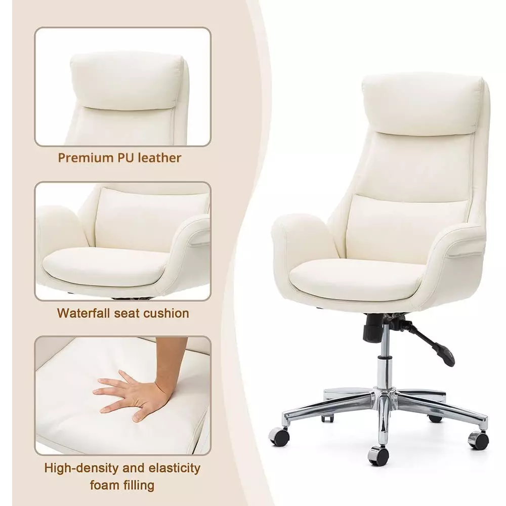 CHAIRTECH High Back Maharaja Office Chair Leatherette White for Office & Professional Use
