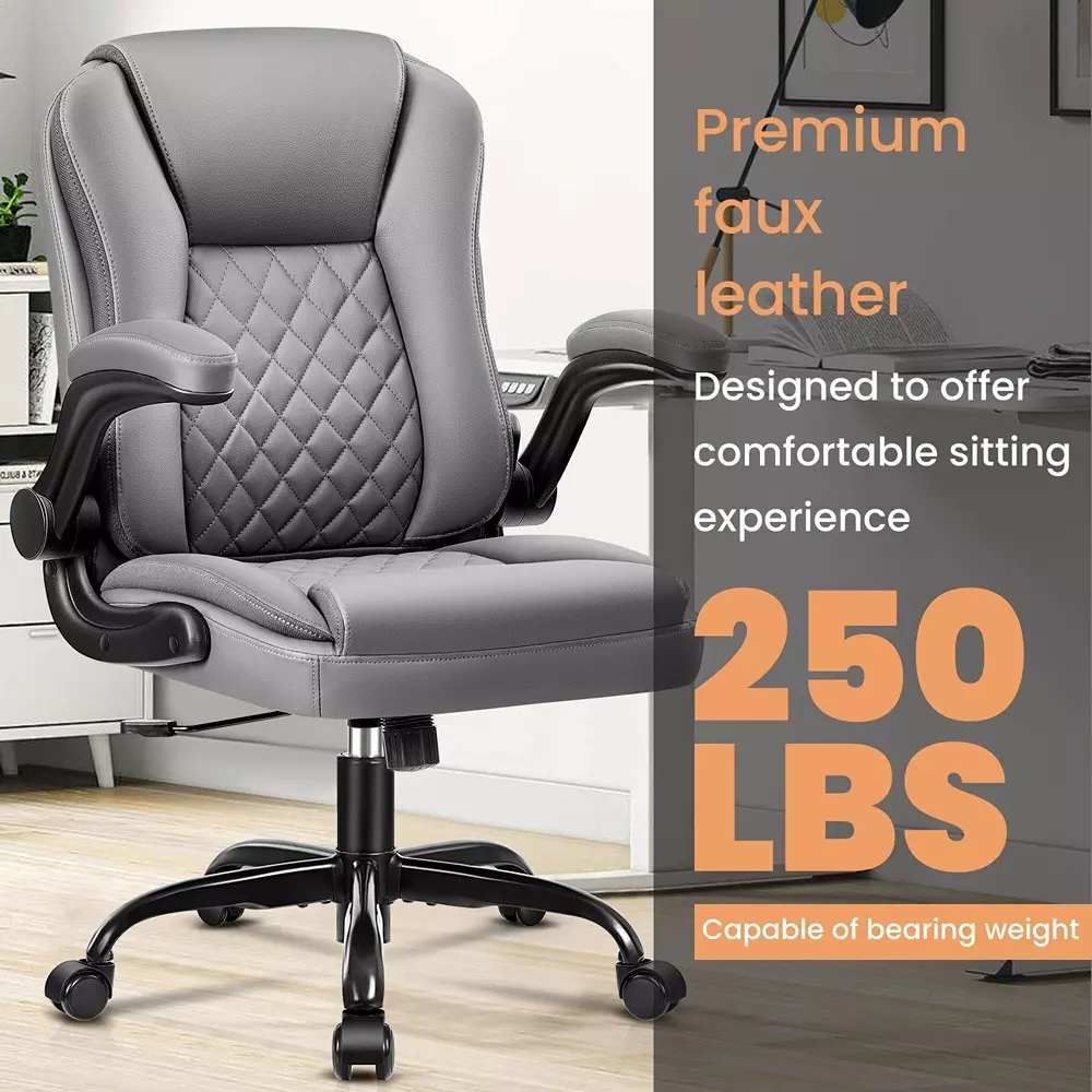 CHAIRTECH Office Conference Chair Leatherette Grey for Office & Professional Use