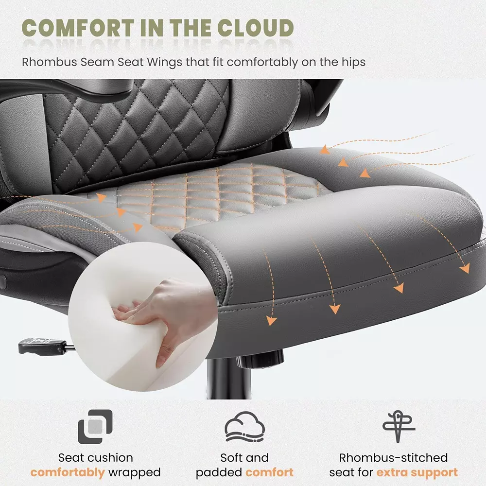 CHAIRTECH Office Conference Chair Leatherette Grey for Office & Professional Use