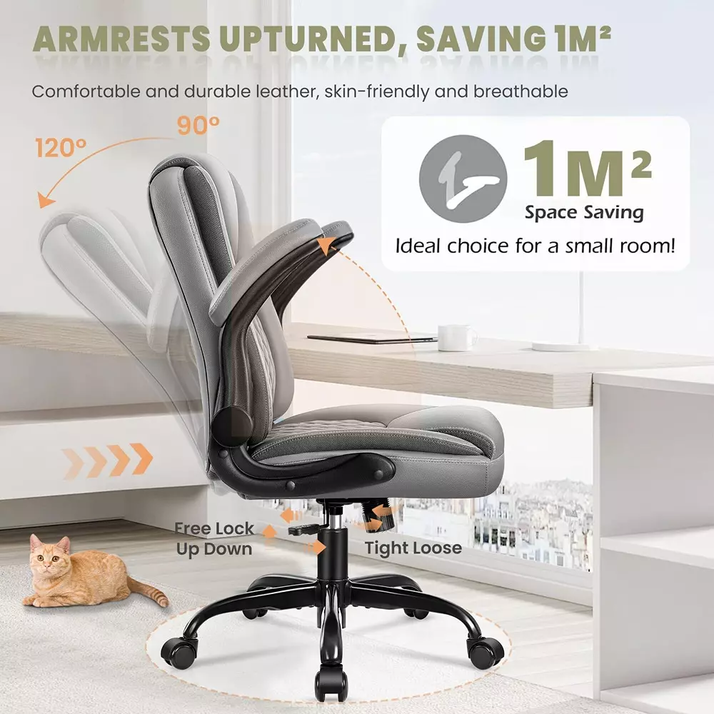 CHAIRTECH Office Conference Chair Leatherette Grey for Office & Professional Use
