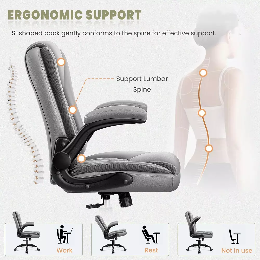 CHAIRTECH Office Conference Chair Leatherette Grey for Office & Professional Use