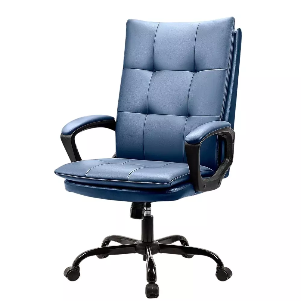 CHAIRTECH High Back Extra Padded Office Chair Leather Blue for Office & Professional Use