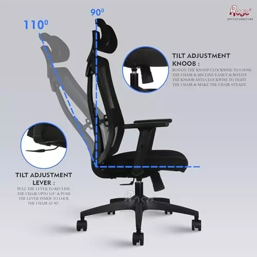 Rose Henley Ergonomic Office Chair ‎High Back Black India