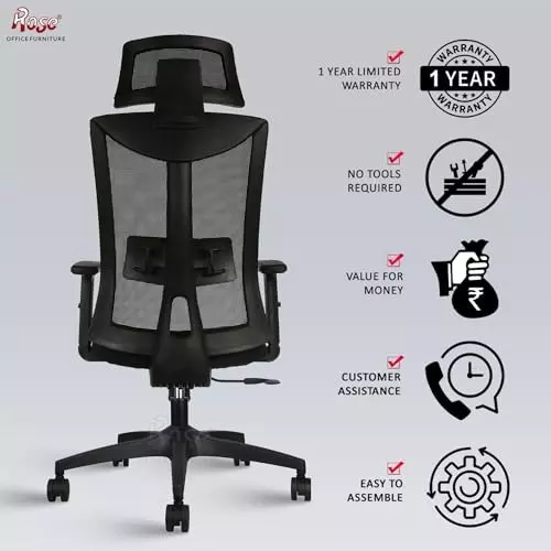 Rose Henley Ergonomic Office Chair ‎High Back Black India