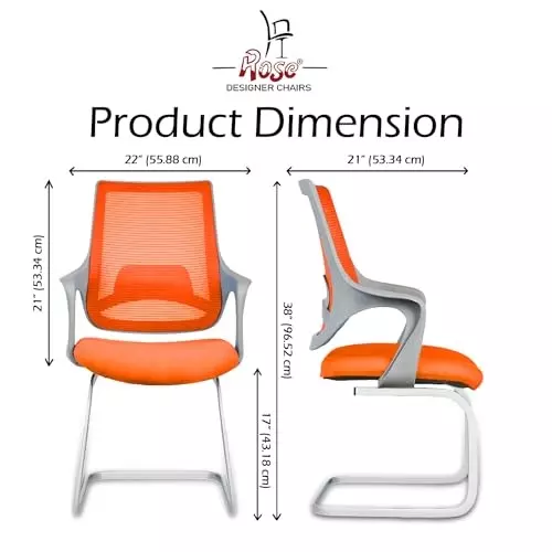 Rose Mono Visitor Chair with Metal Stand Mid Back Grey & Orange India