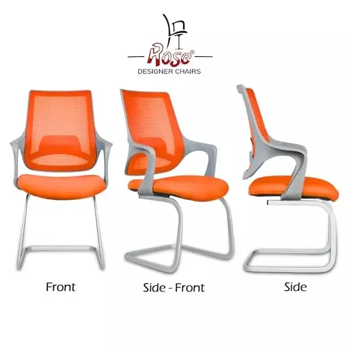 Rose Mono Visitor Chair with Metal Stand Mid Back Grey & Orange India