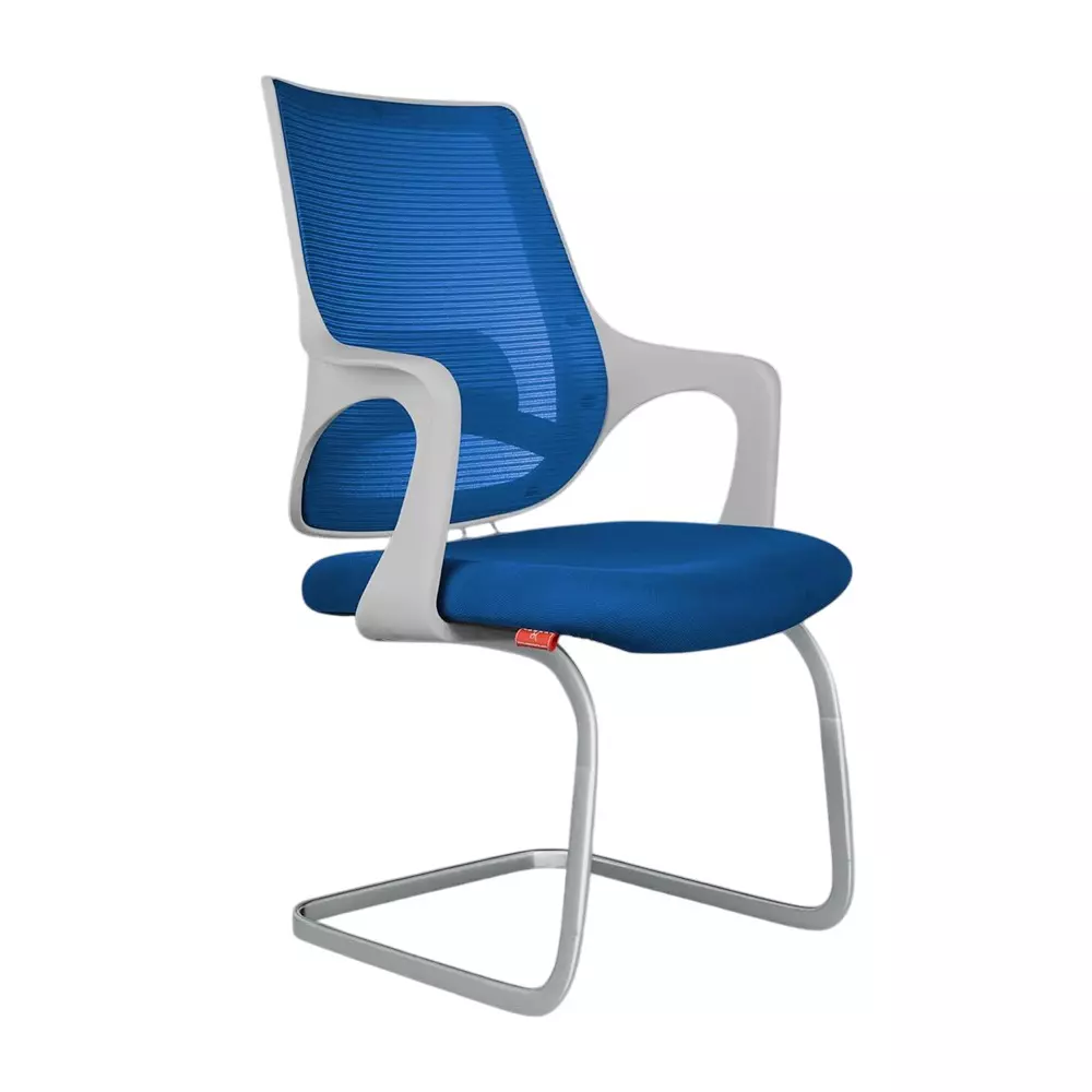 Rose Mono Visitor Chair with Metal Stand Mid Back White & Blue India