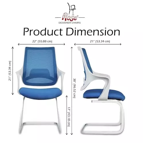 Rose Mono Visitor Chair with Metal Stand Mid Back White & Blue India