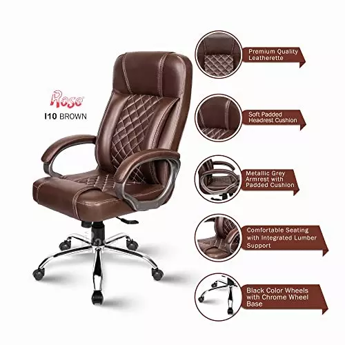 Rose I10 Revolving Office Chair High Back Brown India