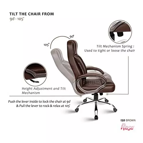 Rose I10 Revolving Office Chair High Back Brown India