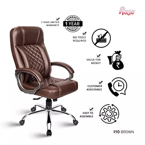 Rose I10 Revolving Office Chair High Back Brown India