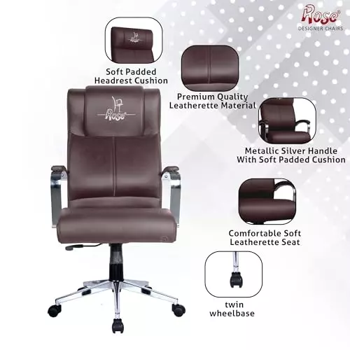 Rose  Revolving Office Chair 110 Kg Weight Capacity Brown
