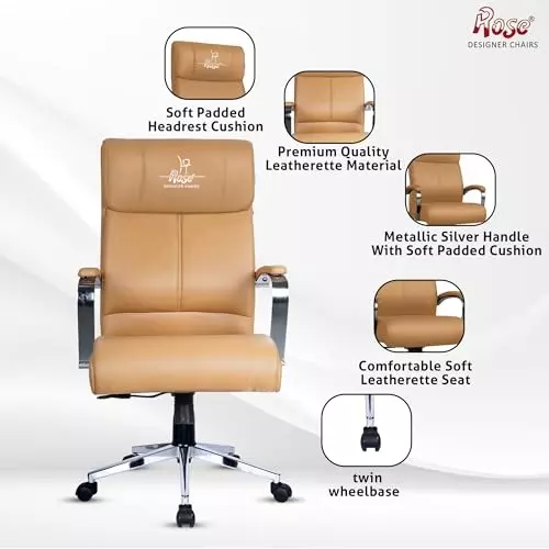 Rose  Revolving Office Chair 110 Kg Weight Capacity Apricot