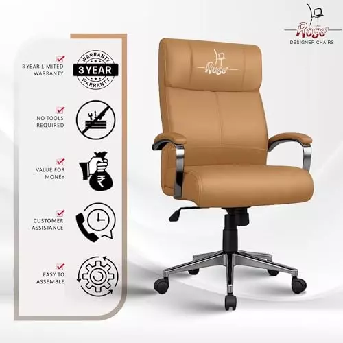 Rose  Revolving Office Chair 110 Kg Weight Capacity Apricot